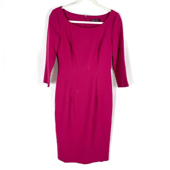 Black Halo Rowan Sheath‎ Dress Pink Pleated Boat Neck 3/4 Sleeve Sz 4 - Picture 5 of 13